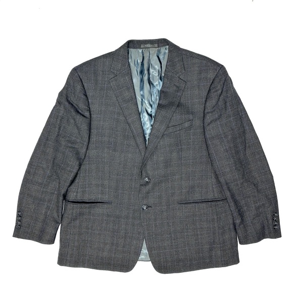 Men's Calvin Klein Gray Plaid Wool Extreme Slim Fit Sport Suit Coat Blazer 46S - Picture 3 of 14